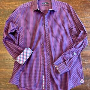 Stone Rose Purple and Blue Checkered Shirt XL